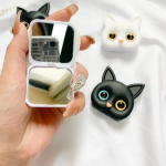 3D Cute Animal Cartoon Cat Design Foldable Mirror Mobile Phone Holder Phone Socket Griptok Smartphone Desktop Lazy Bracket